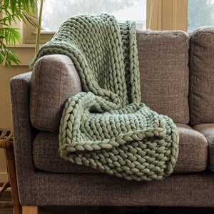 Sage Chunky Knit Throw